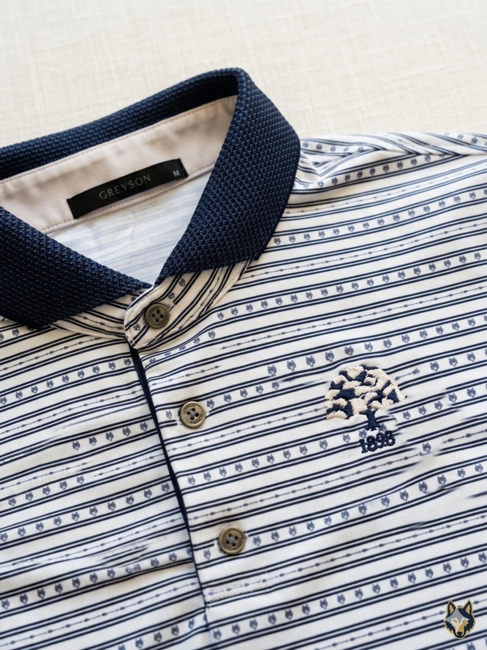 Greyson Men's Navy & White Striped Performance Polo Wykagyl Country Club